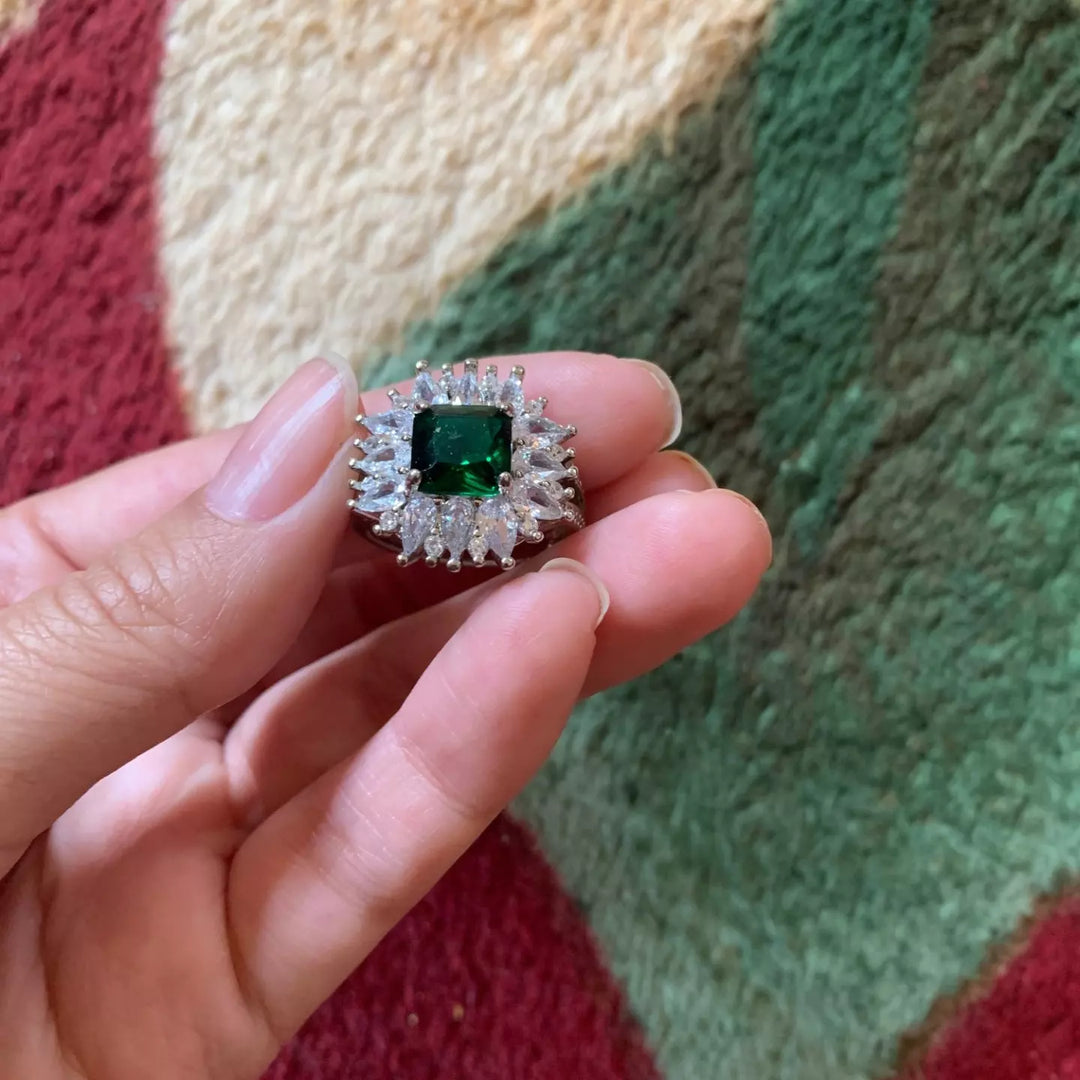 Emerald Zircon Ring
