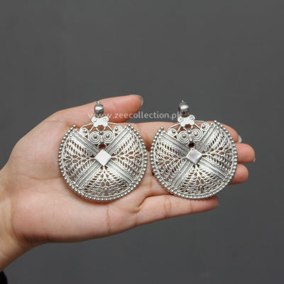 Oxidized polish Round Earrings