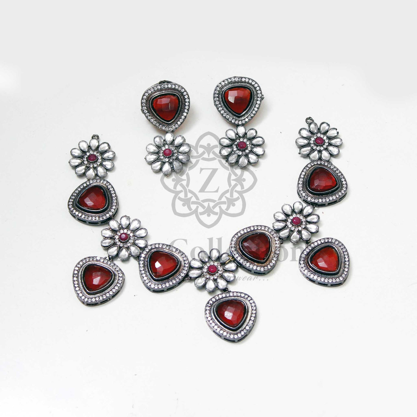 Oxidised Sliver Finish Necklaces Set - Zee Collection pk