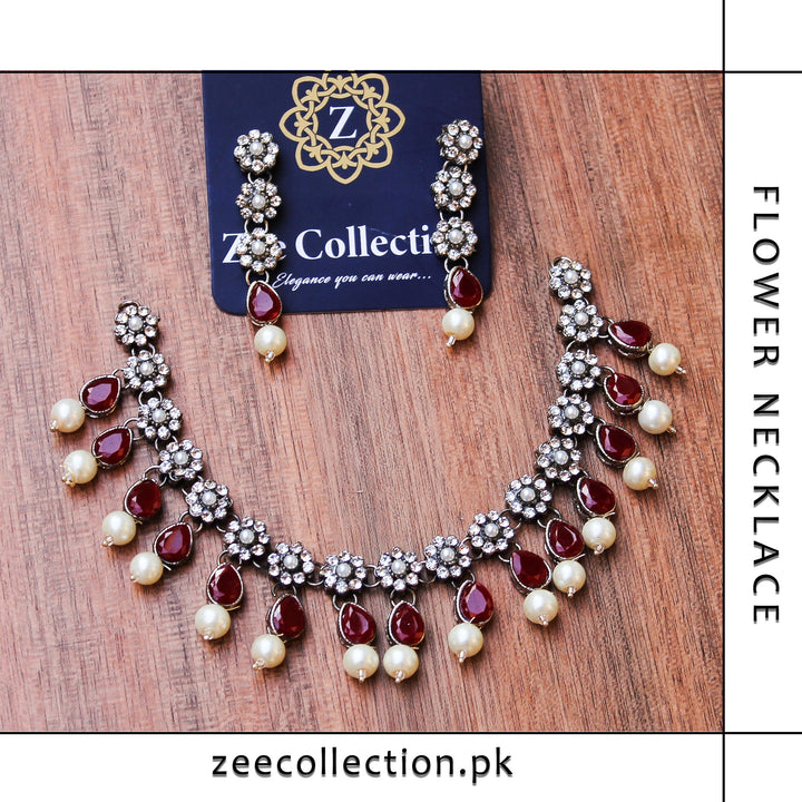 Flower Necklace Set - Zee Collection pk