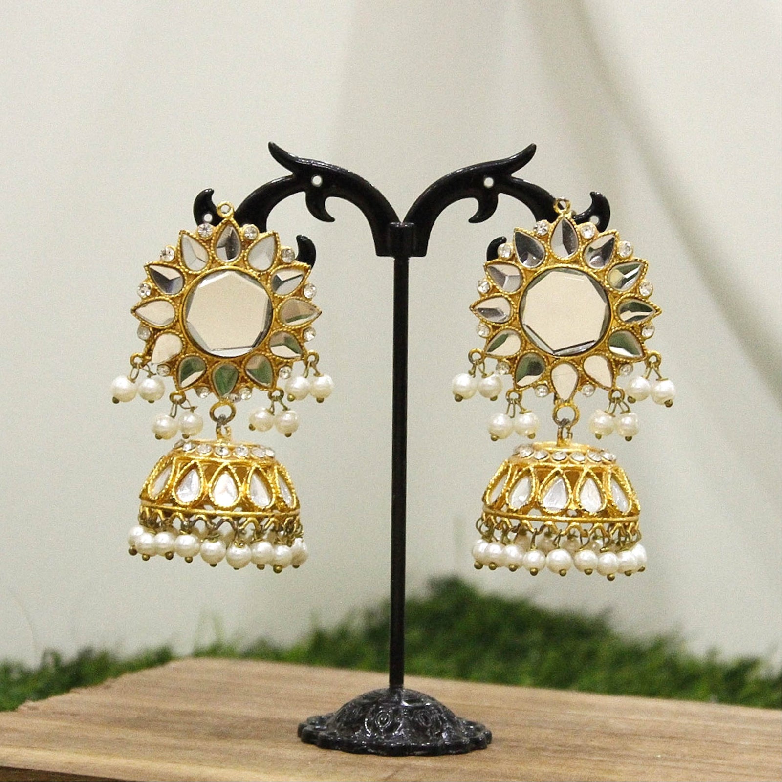 Bahawalpuri Sheesha Kundan Jhumka - Zee Collection pk