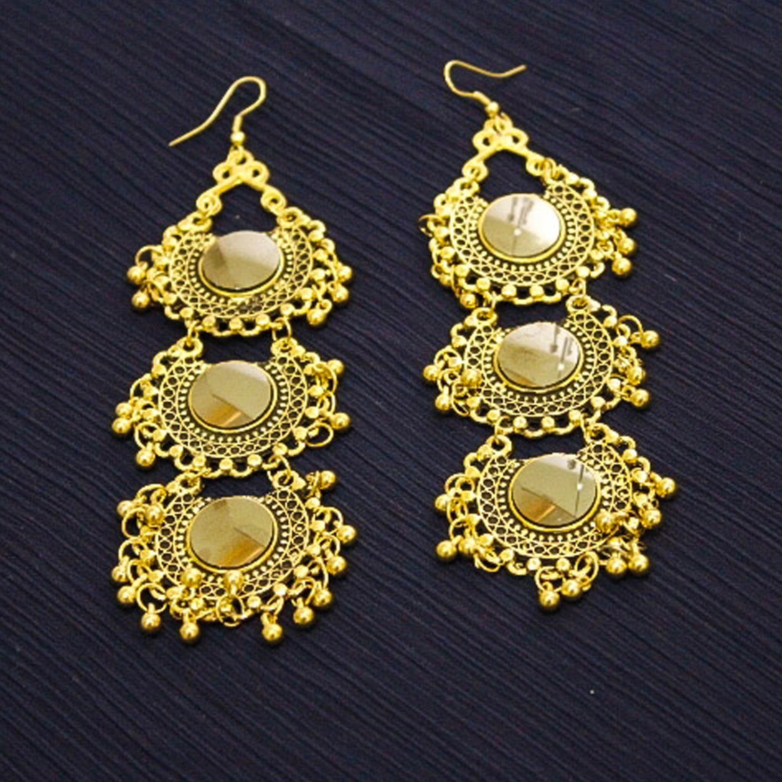Three Step Mirror Earrings - Zee Collection pk
