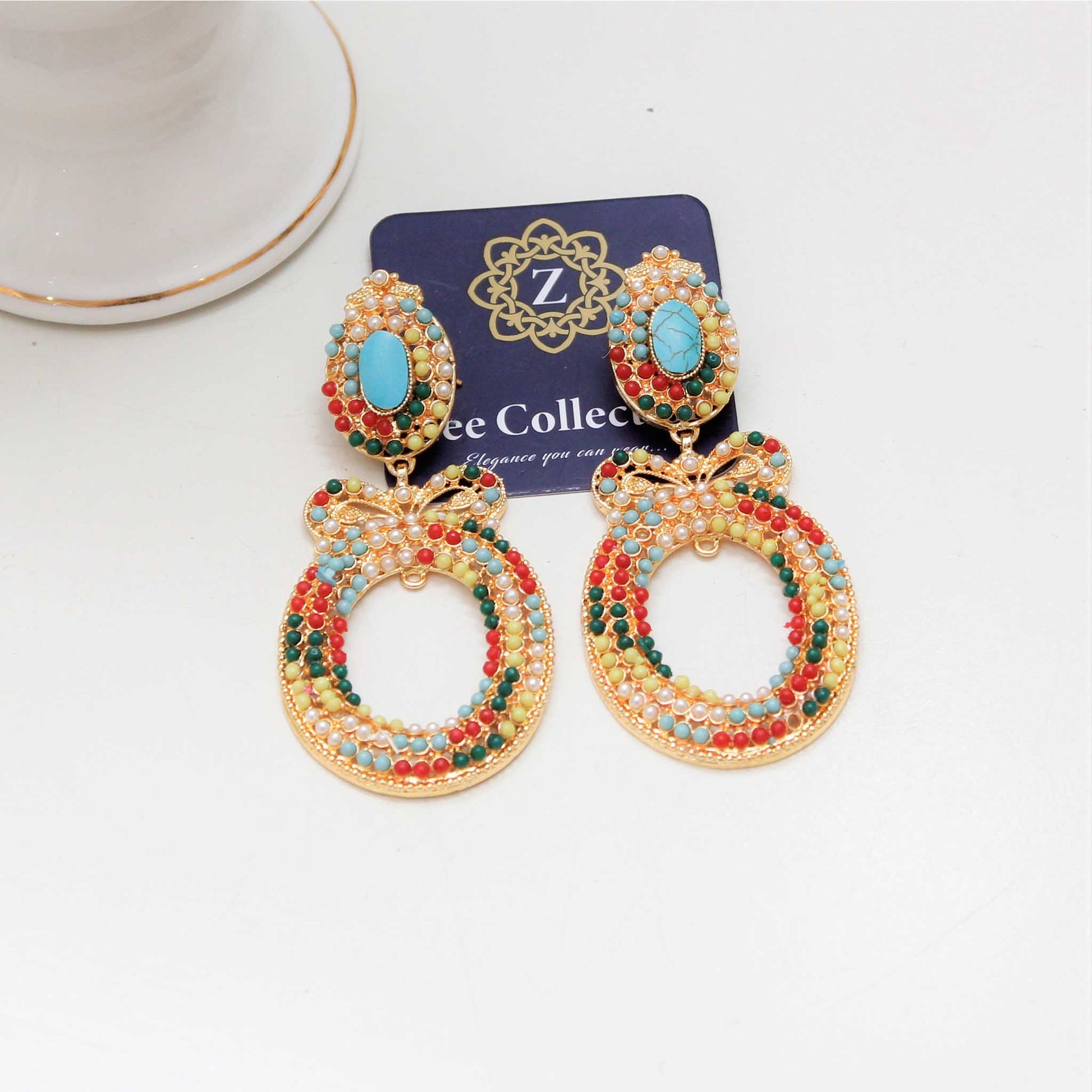 Feroza Stone Earrings - Zee Collection pk