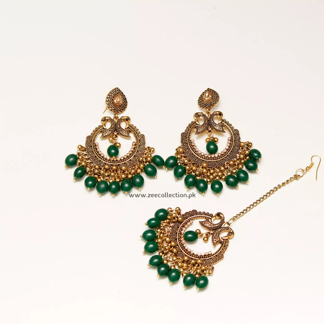 Peacock Earrings with teeka Set