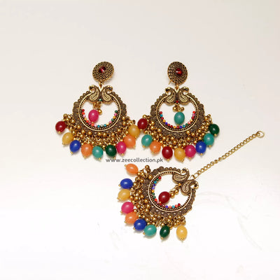 Peacock Earrings with teeka Set