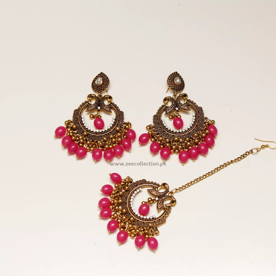 Peacock Earrings with teeka Set