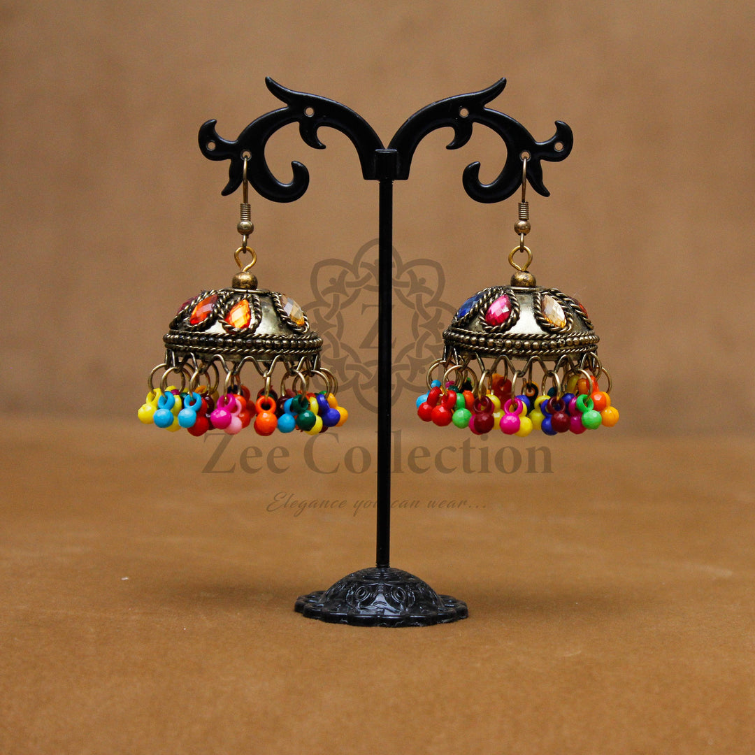 Antique Mutli Beads Jhumki - Zee Collection pk